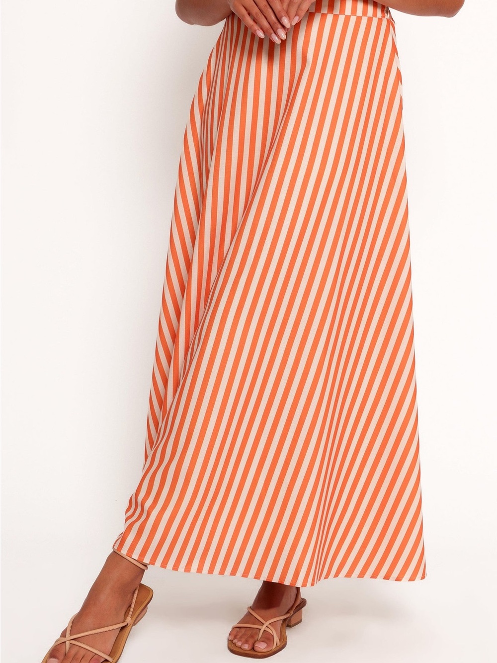 Striped Orange and Cream Maxi Skirt